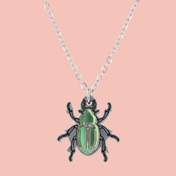 Jewel Summer Beetle Necklace - Sour Cherry