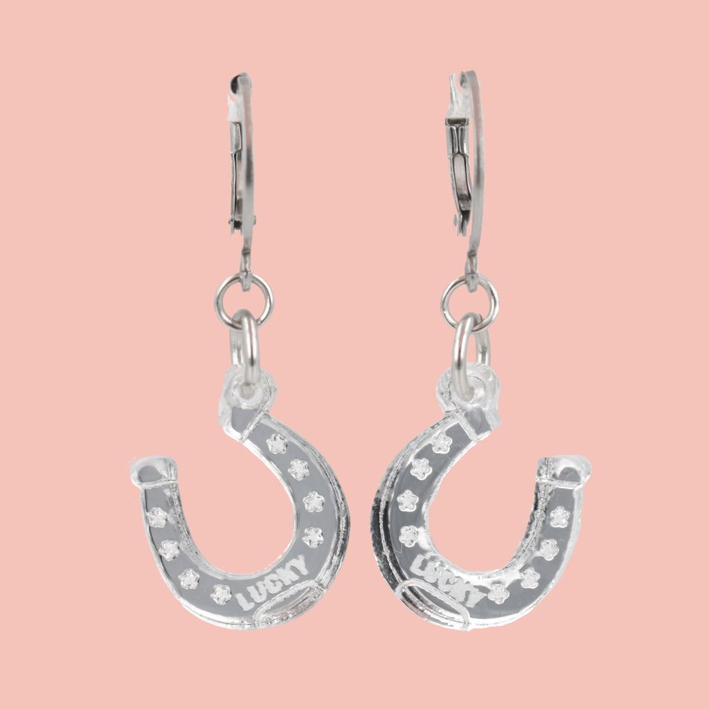 Just My Luck Huggie Hoops Earrings - Silver - Sour Cherry