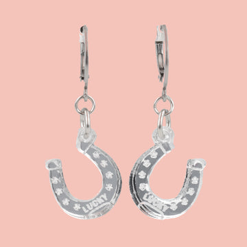 Just My Luck Huggie Hoops Earrings - Silver - Sour Cherry