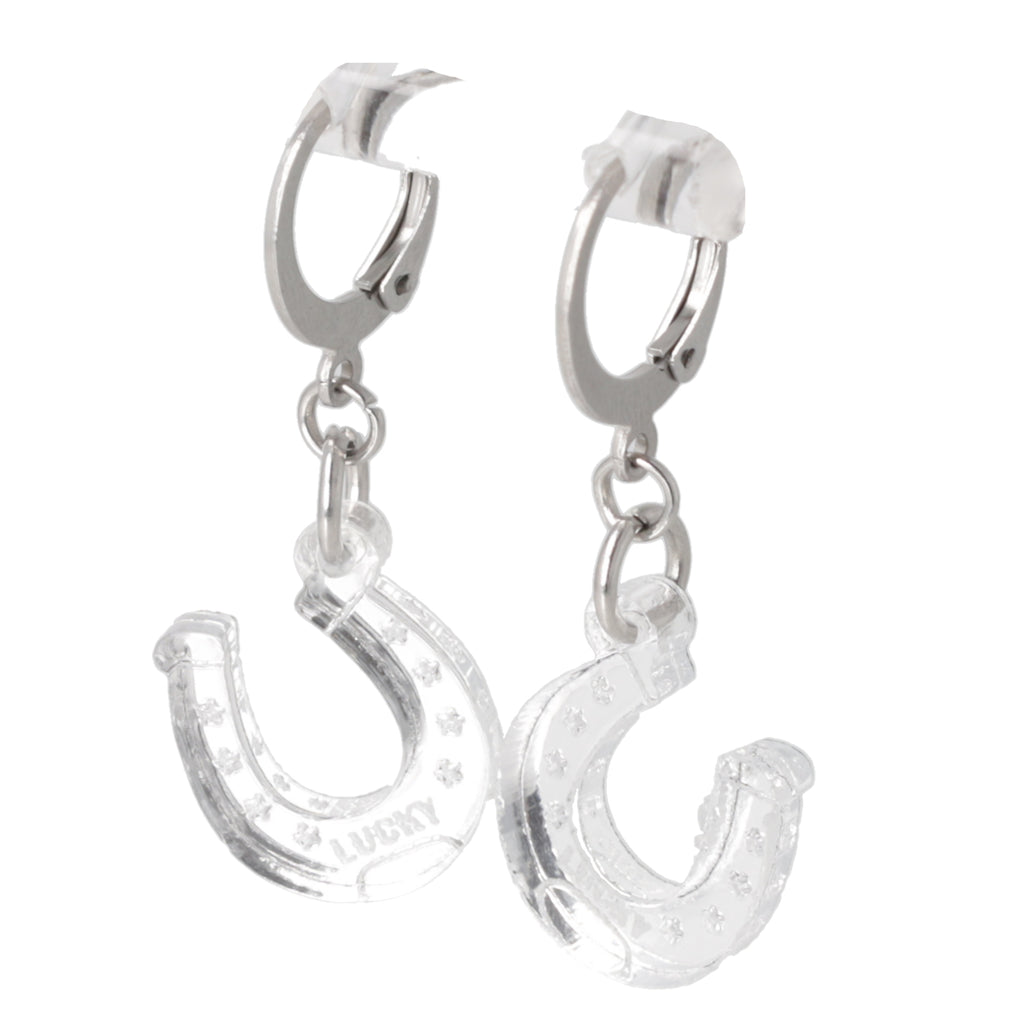 Just My Luck Huggie Hoops Earrings - Silver - Sour Cherry