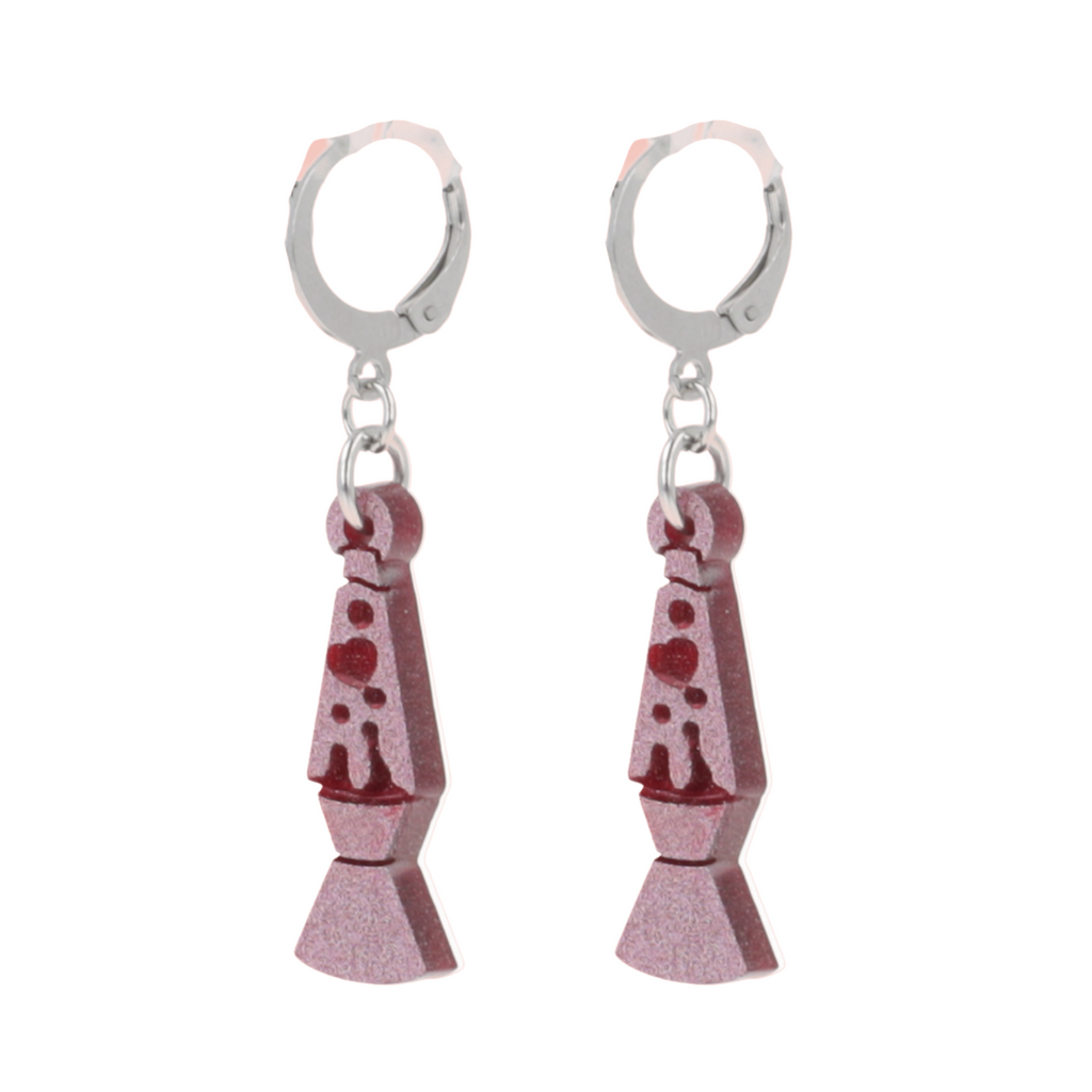 Lava Lamp Huggie Hoop Earrings - Sour Cherry
