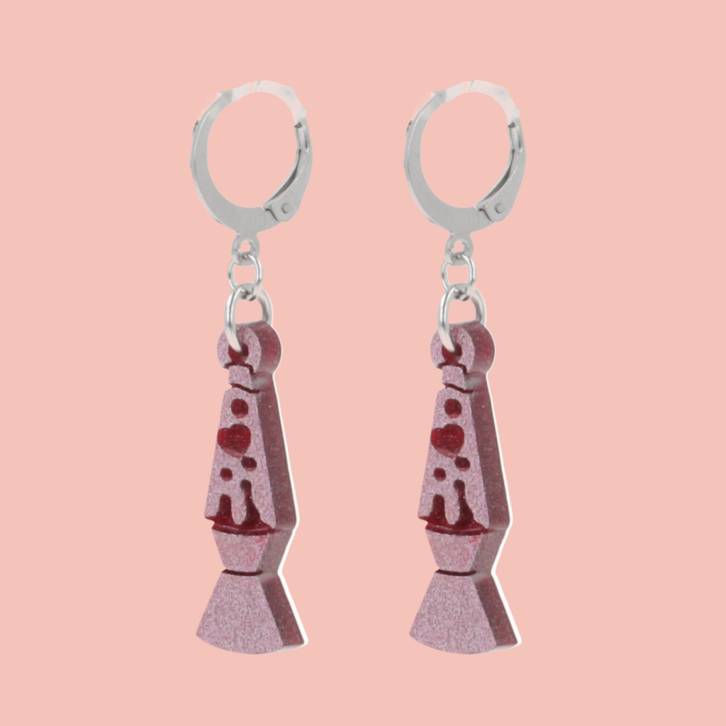 Lava Lamp Huggie Hoop Earrings - Sour Cherry