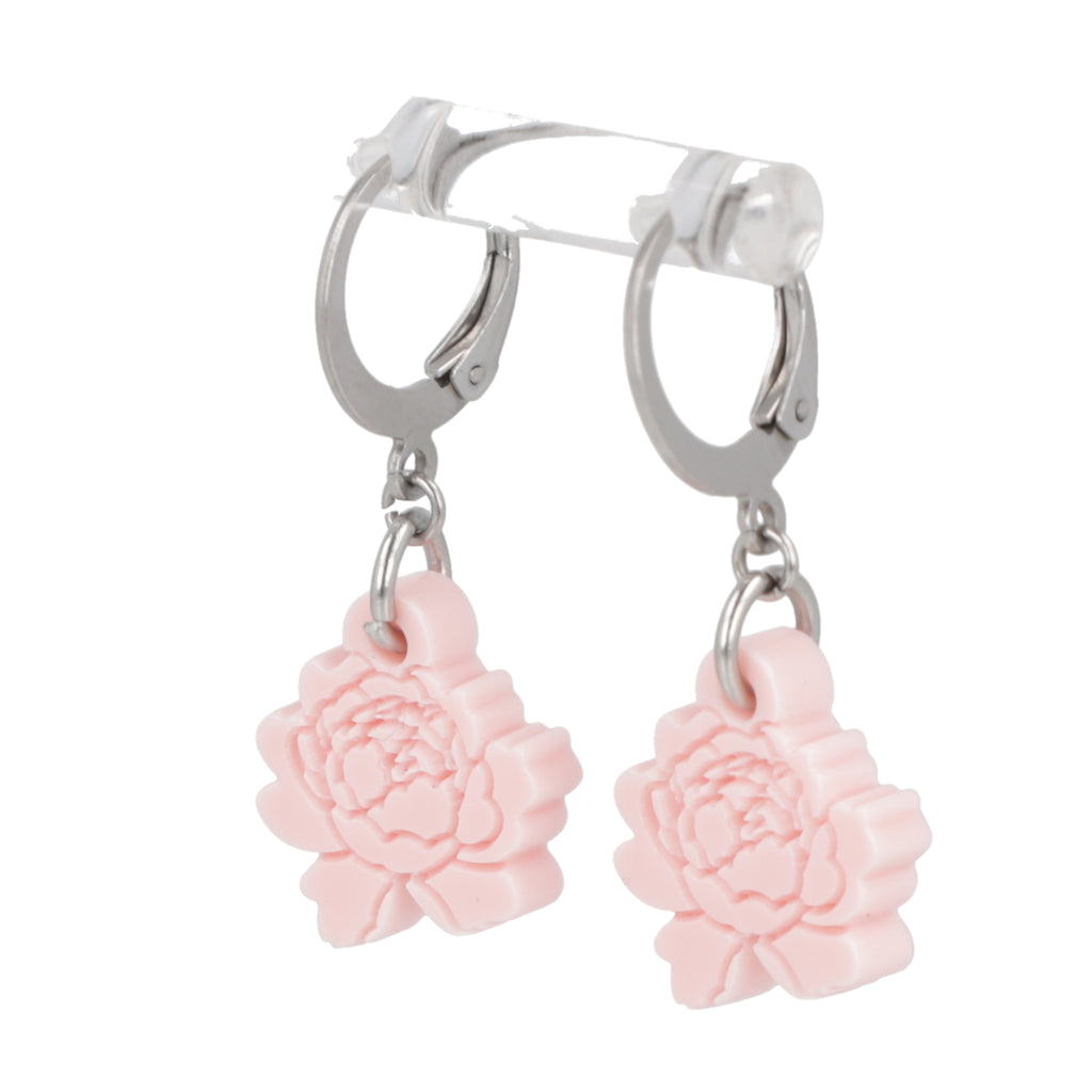 Light Pink Peony Club Huggie Hoop Earrings - Sour Cherry