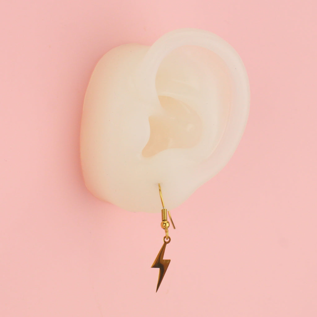 Lightning Bolt Earrings (Gold Plated) - Sour Cherry