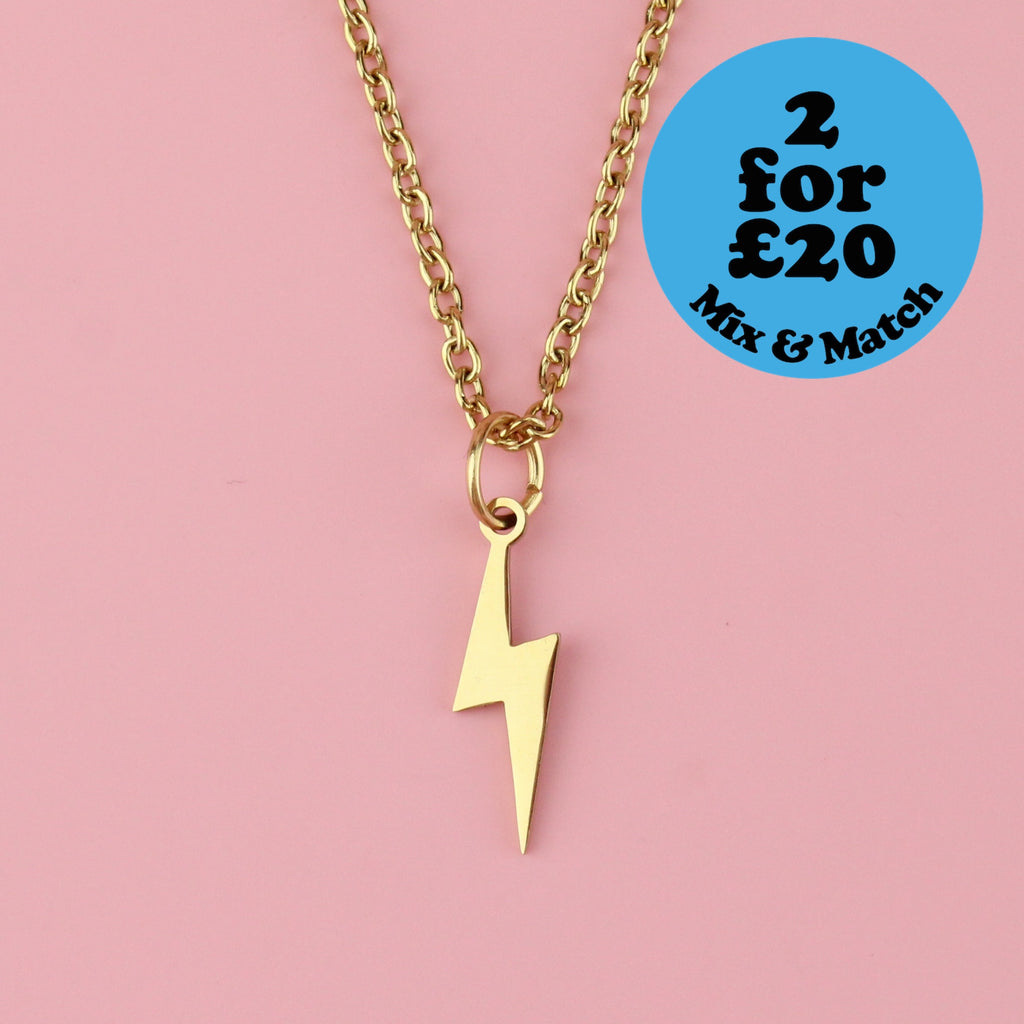 Lightning Bolt Necklace (Gold Plated) - Sour Cherry