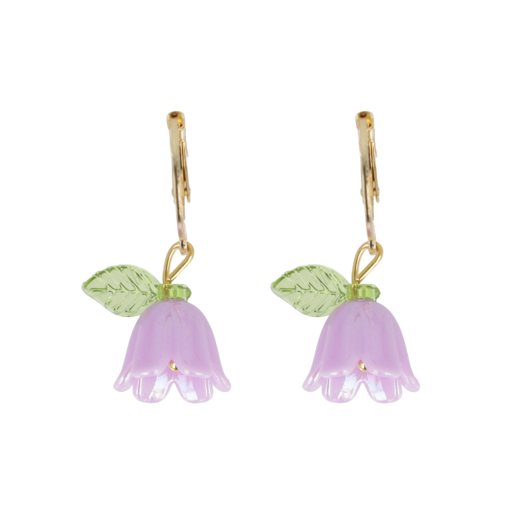 Lilac Bell Orchid Huggie Hoop Earrings - Sour Cherry