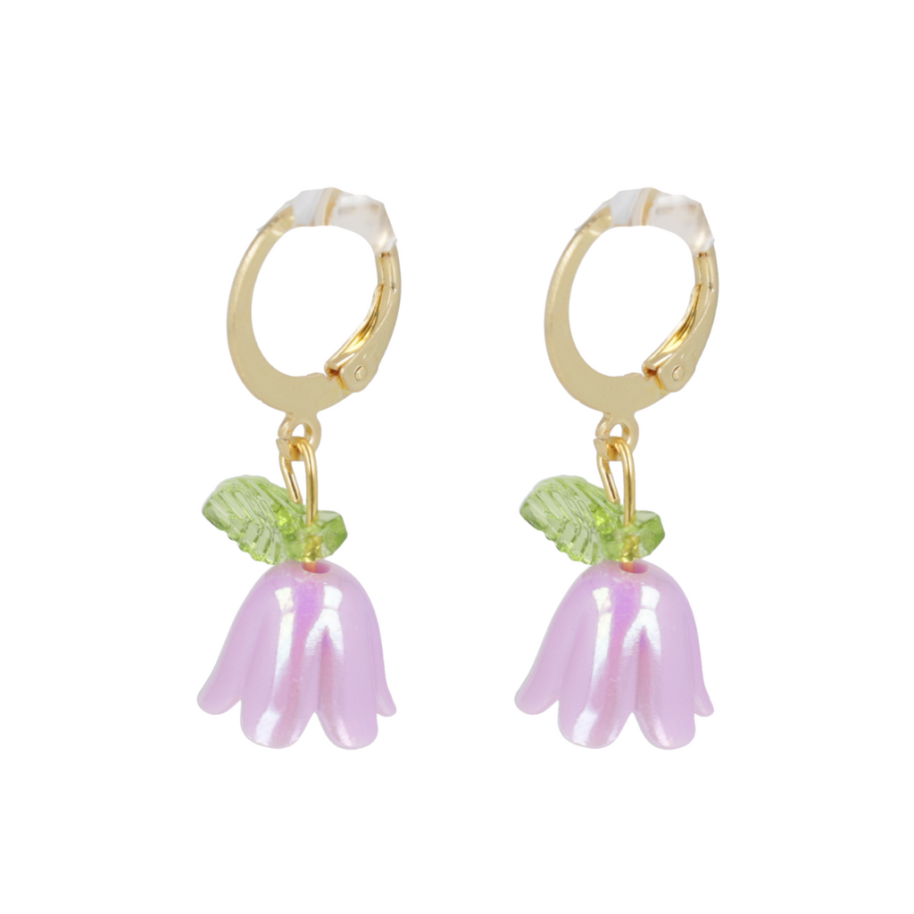 Lilac Bell Orchid Huggie Hoop Earrings - Sour Cherry