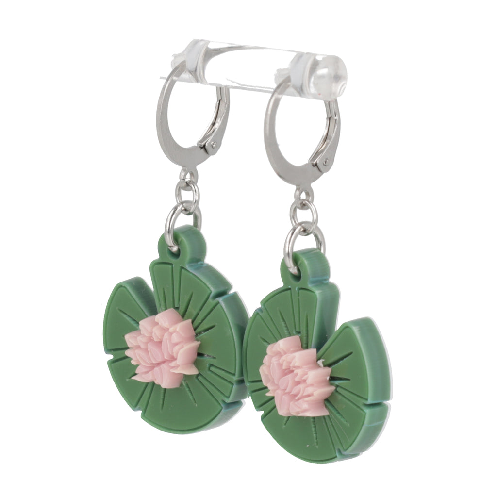Lily Pad Huggie Hoop Earrings - Sour Cherry