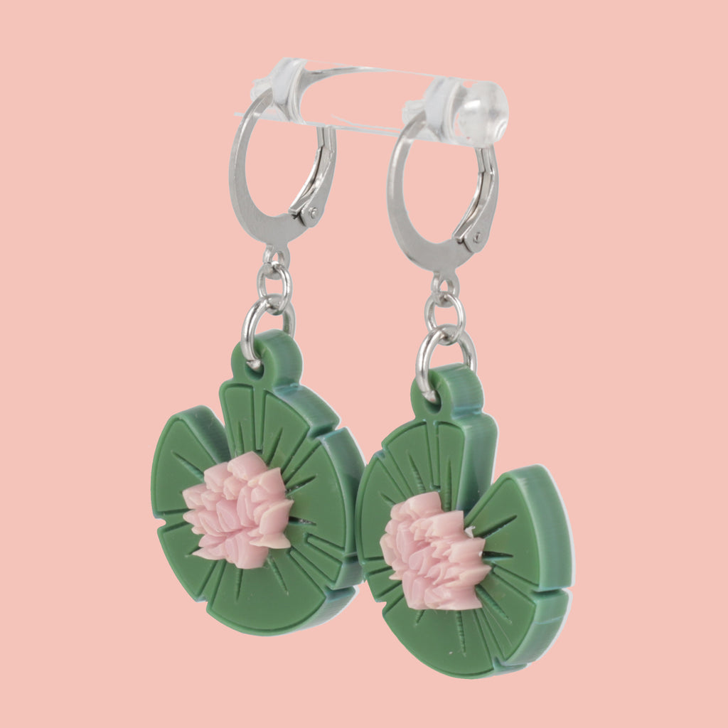 Lily Pad Huggie Hoop Earrings - Sour Cherry