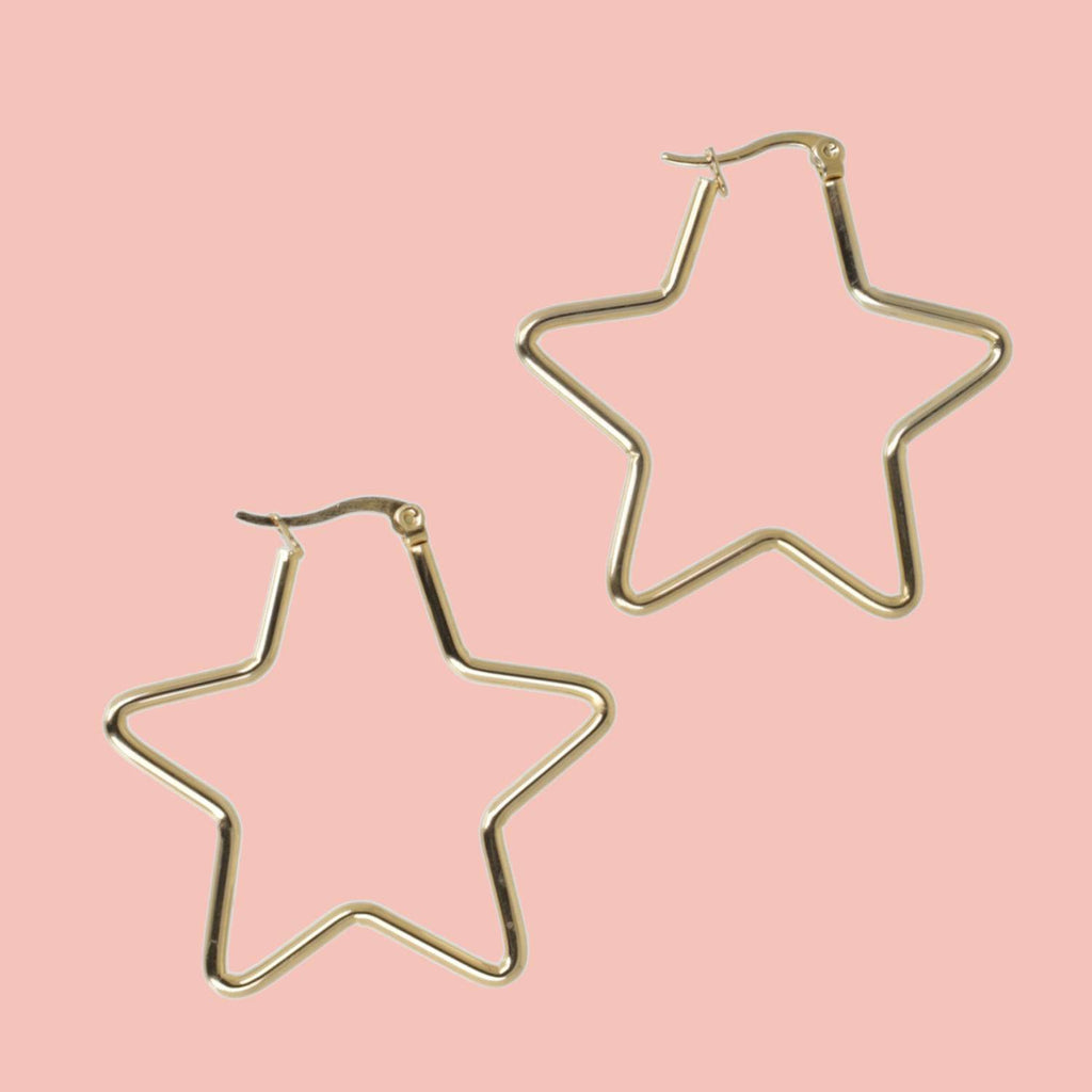Medium Super Star Hoop Earrings (Gold Plated) - Sour Cherry