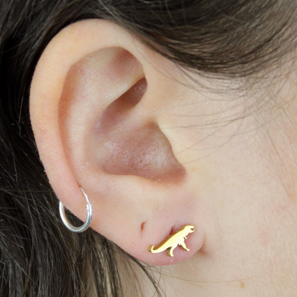 T-Rex Stud Earrings (Gold Plated) - Sour Cherry