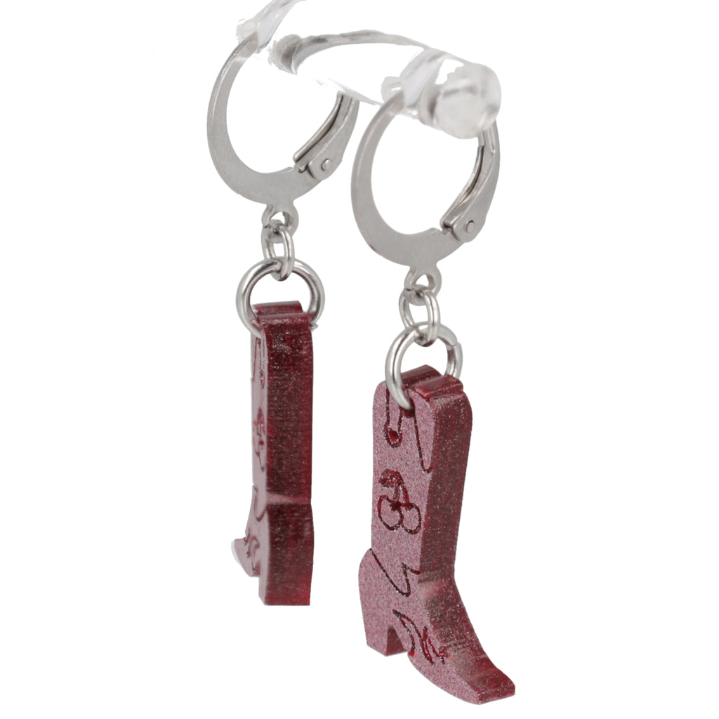 Mini Pink Cowboy Boot Huggie Hoop Earrings - Sour Cherry