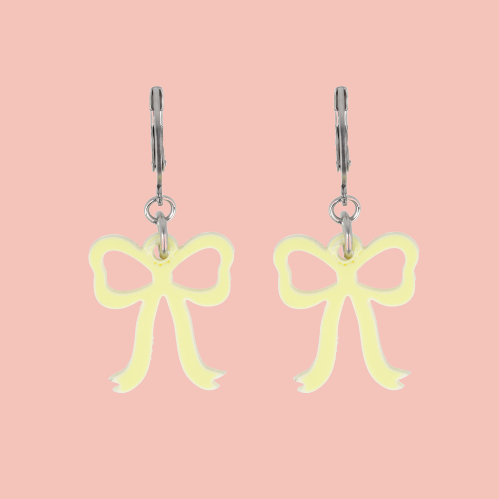 Mini Yellow Bow Huggie Hoop Earrings - Sour Cherry