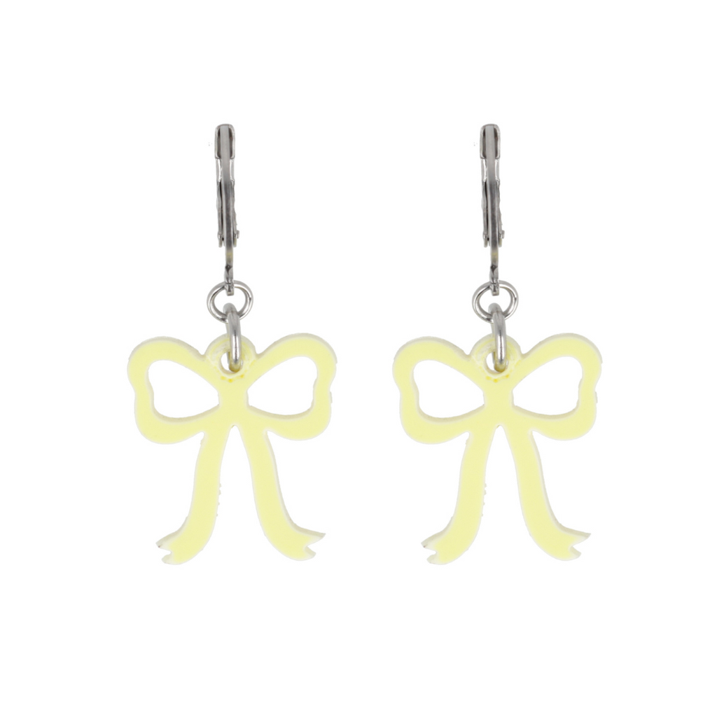 Mini Yellow Bow Huggie Hoop Earrings - Sour Cherry