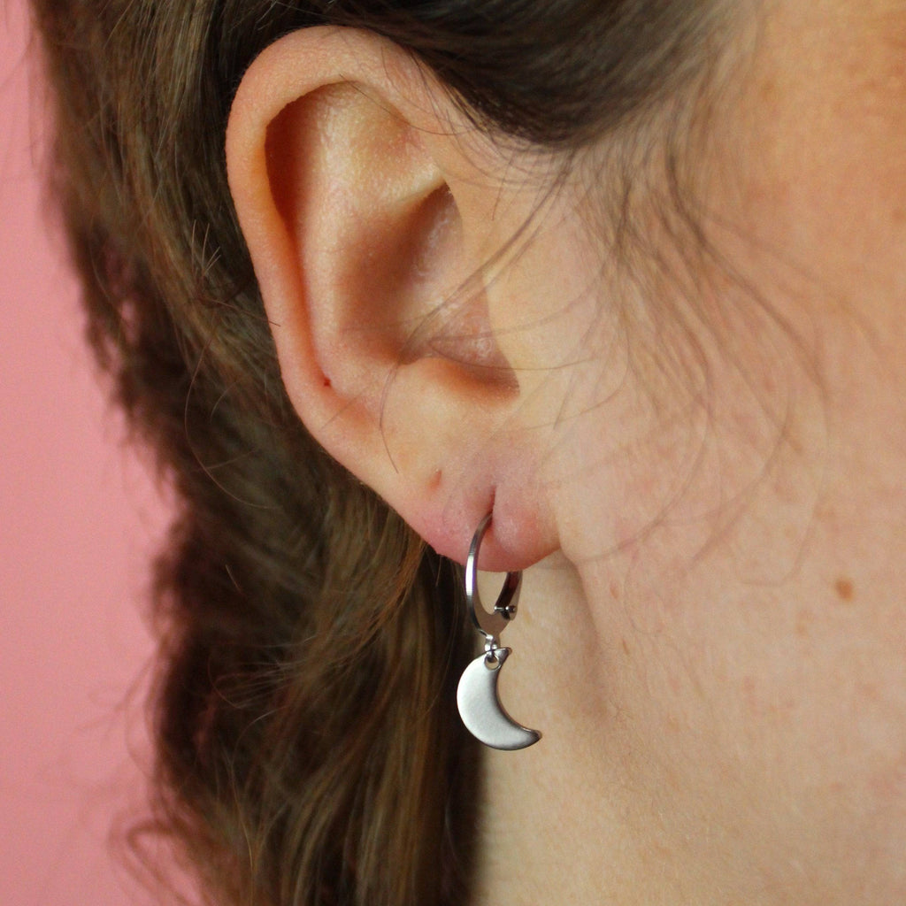 Moon Drop Hoop Earrings - Sour Cherry