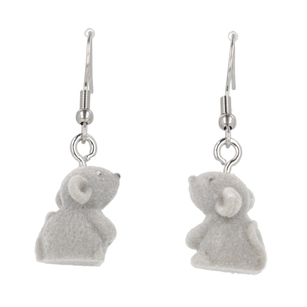 Flocked Mouse Earrings - Sour Cherry
