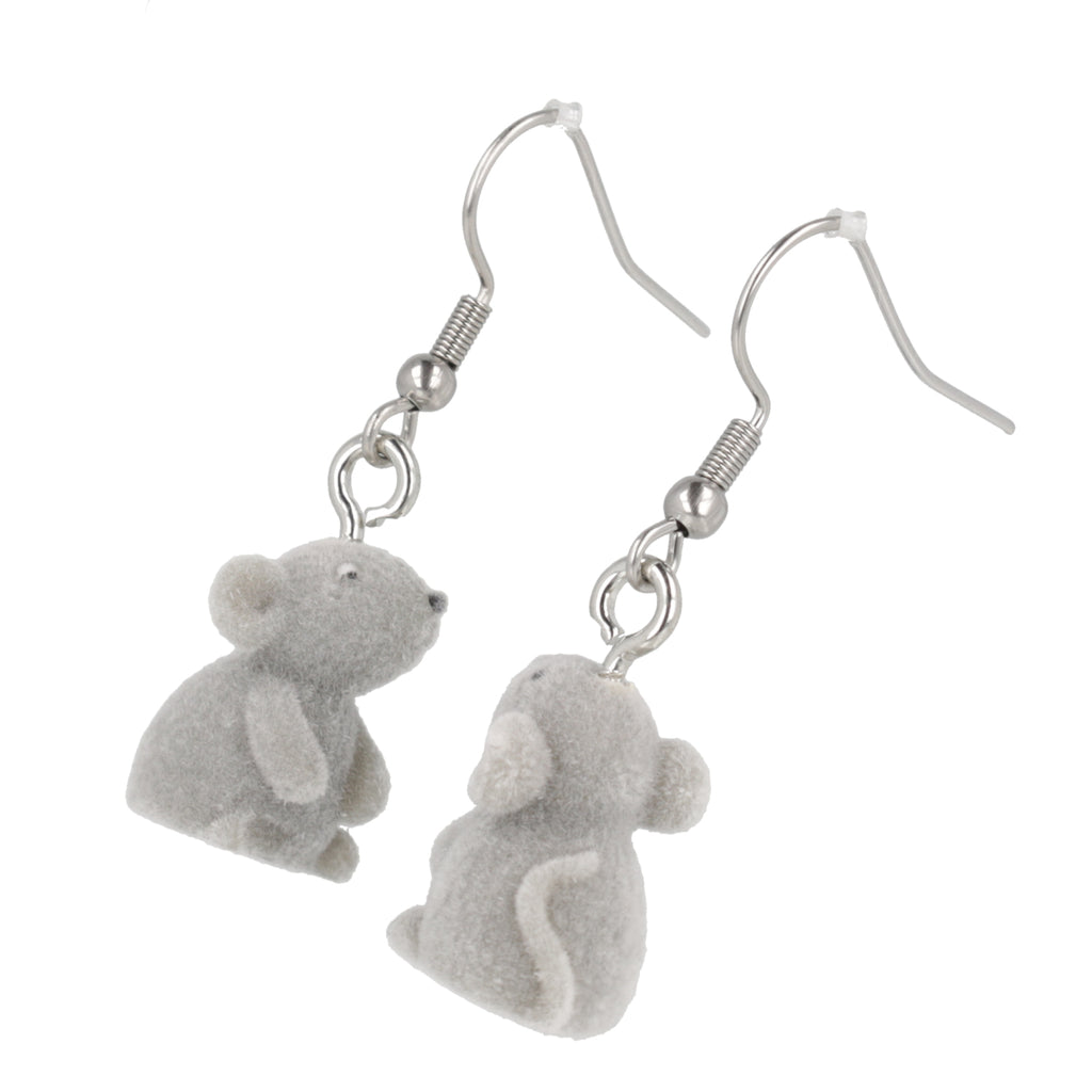 Flocked Mouse Earrings - Sour Cherry
