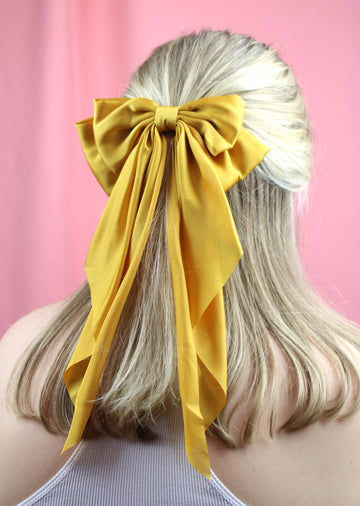 The Bigger The Bow Hair Clip - Mustard - Sour Cherry