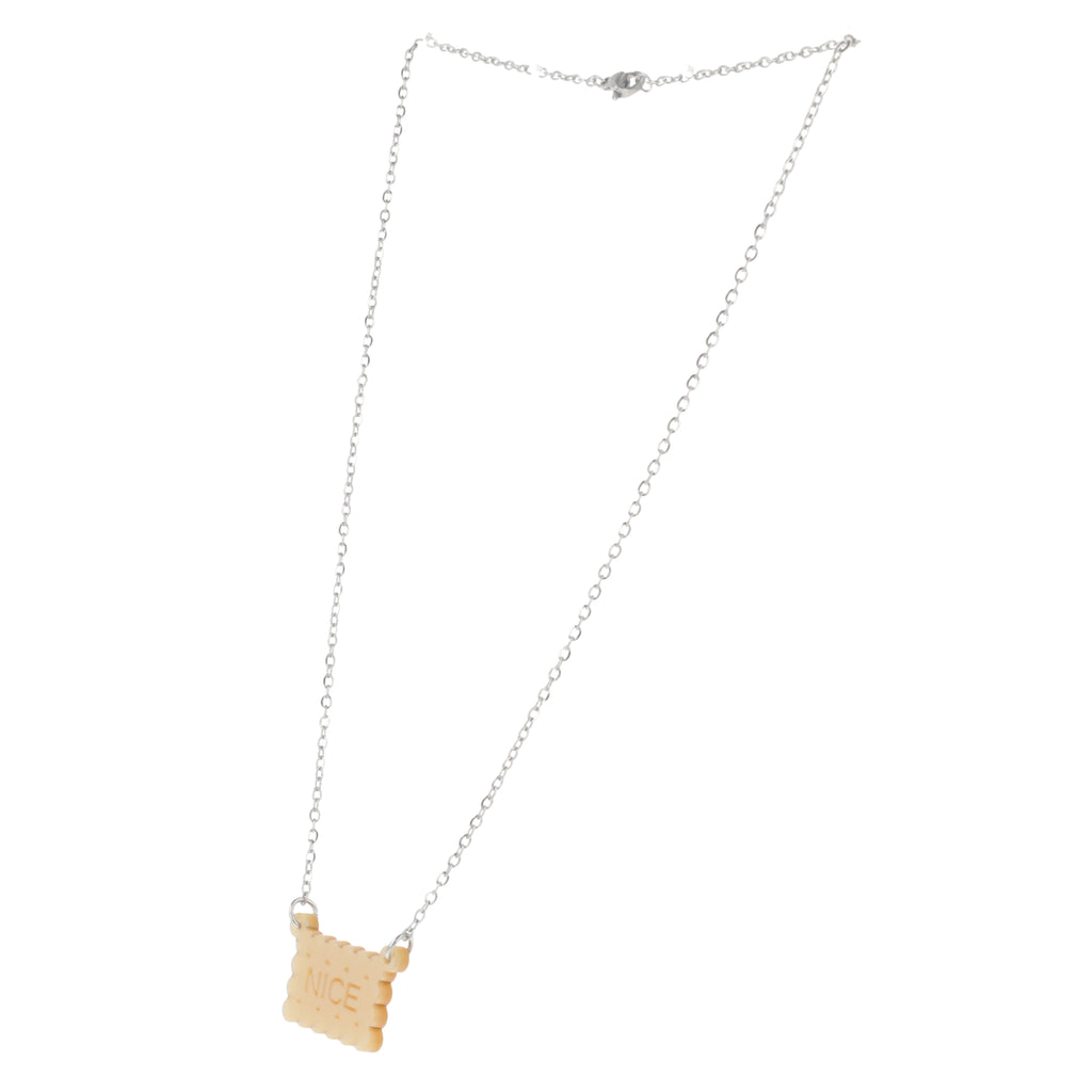 Necklace with a nice biscuit pendant on a white background
