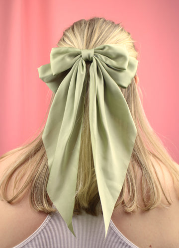 The Bigger The Bow Hair Clip - Olive Green - Sour Cherry