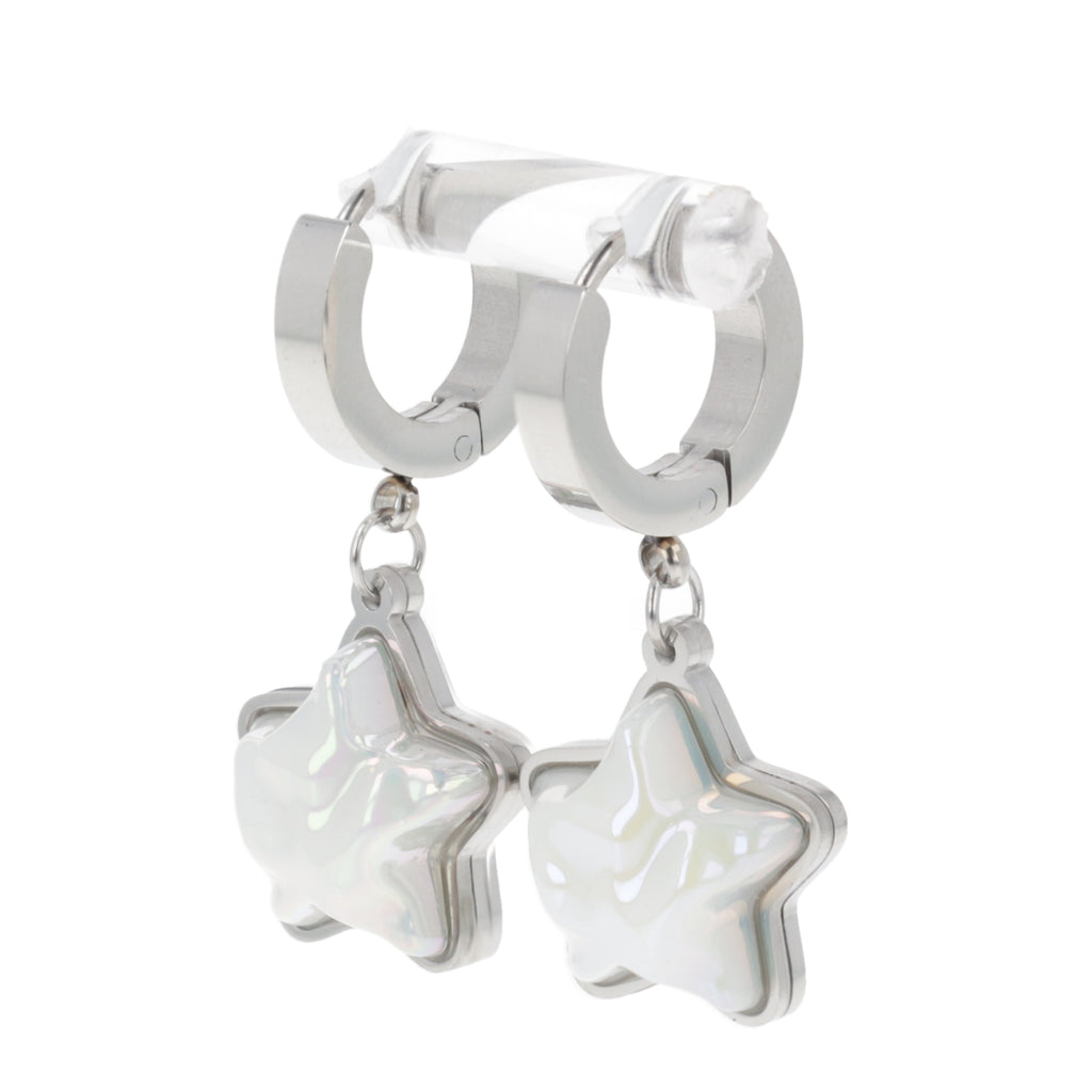 Opal Star Huggie Hoop Earrings - Sour Cherry