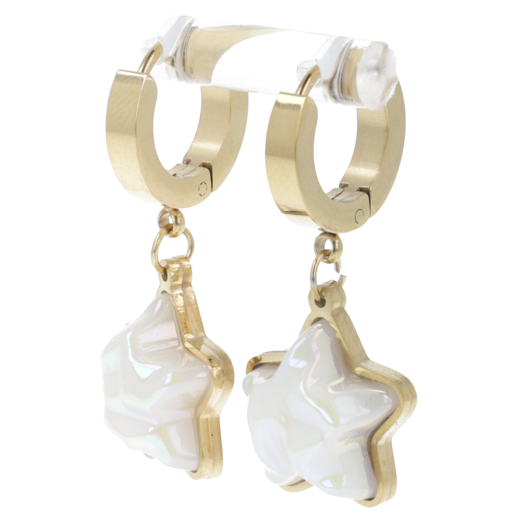 Opal Star Huggie Hoop Earrings (Gold Plated) - Sour Cherry