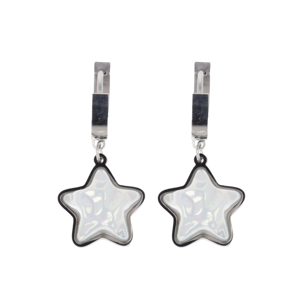 Opal Star Huggie Hoop Earrings - Sour Cherry