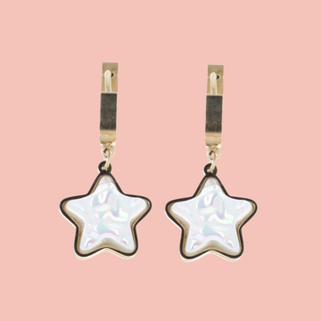 Opal Star Huggie Hoop Earrings (Gold Plated) - Sour Cherry