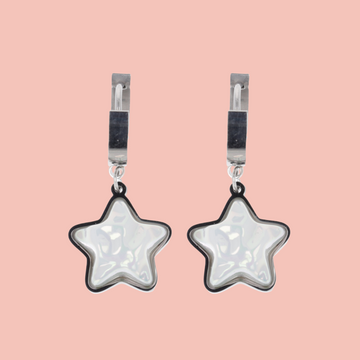 Opal Star Huggie Hoop Earrings - Sour Cherry
