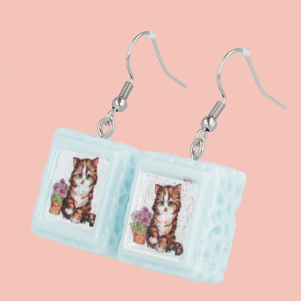 Pawtrait Cake Earrings - Blue - Sour Cherry