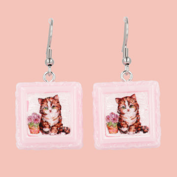 Pawtrait Cake Earrings - Pink - Sour Cherry