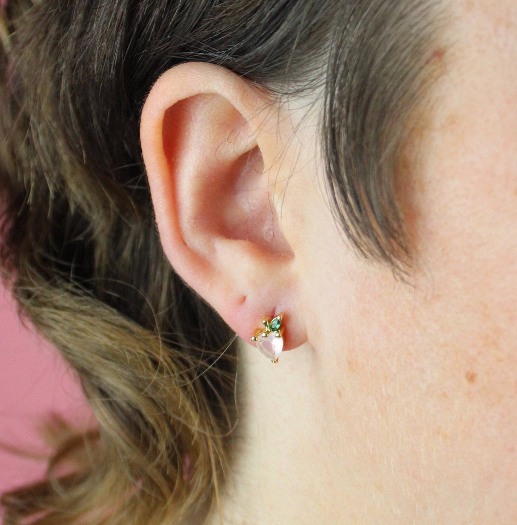 You’ll Always Have A Peach Of My Heart Stud Earrings - Sour Cherry