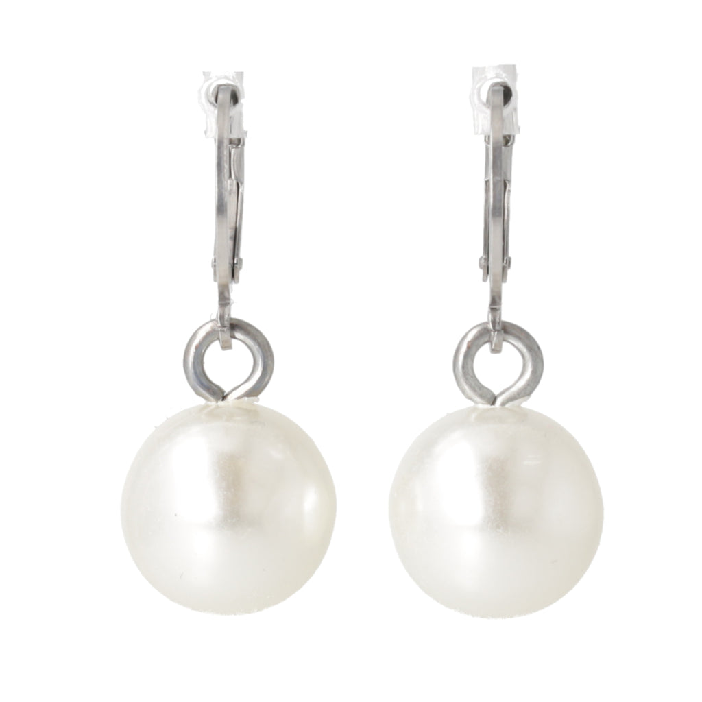 Pearl Huggie Hoops - Sour Cherry