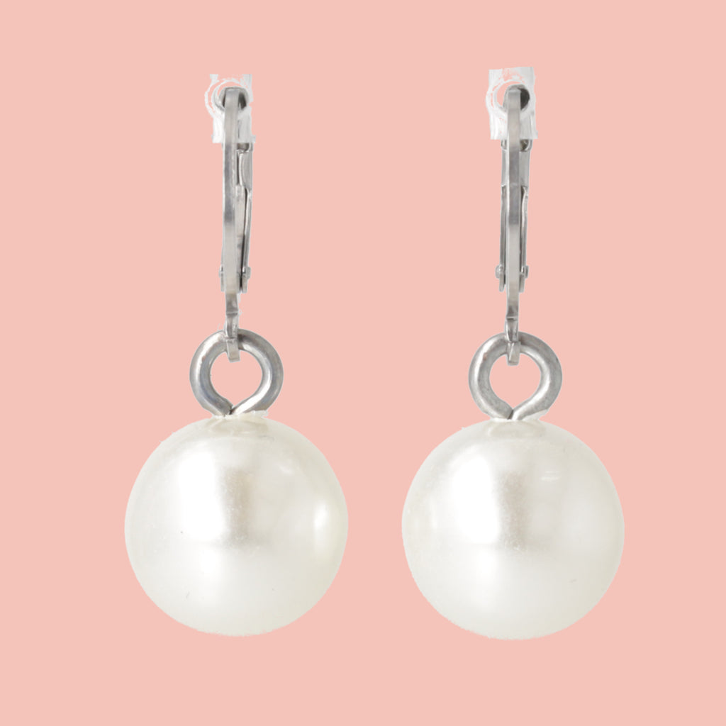 Pearl Huggie Hoops - Sour Cherry