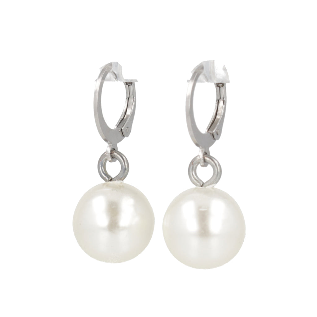 Pearl Huggie Hoops - Sour Cherry