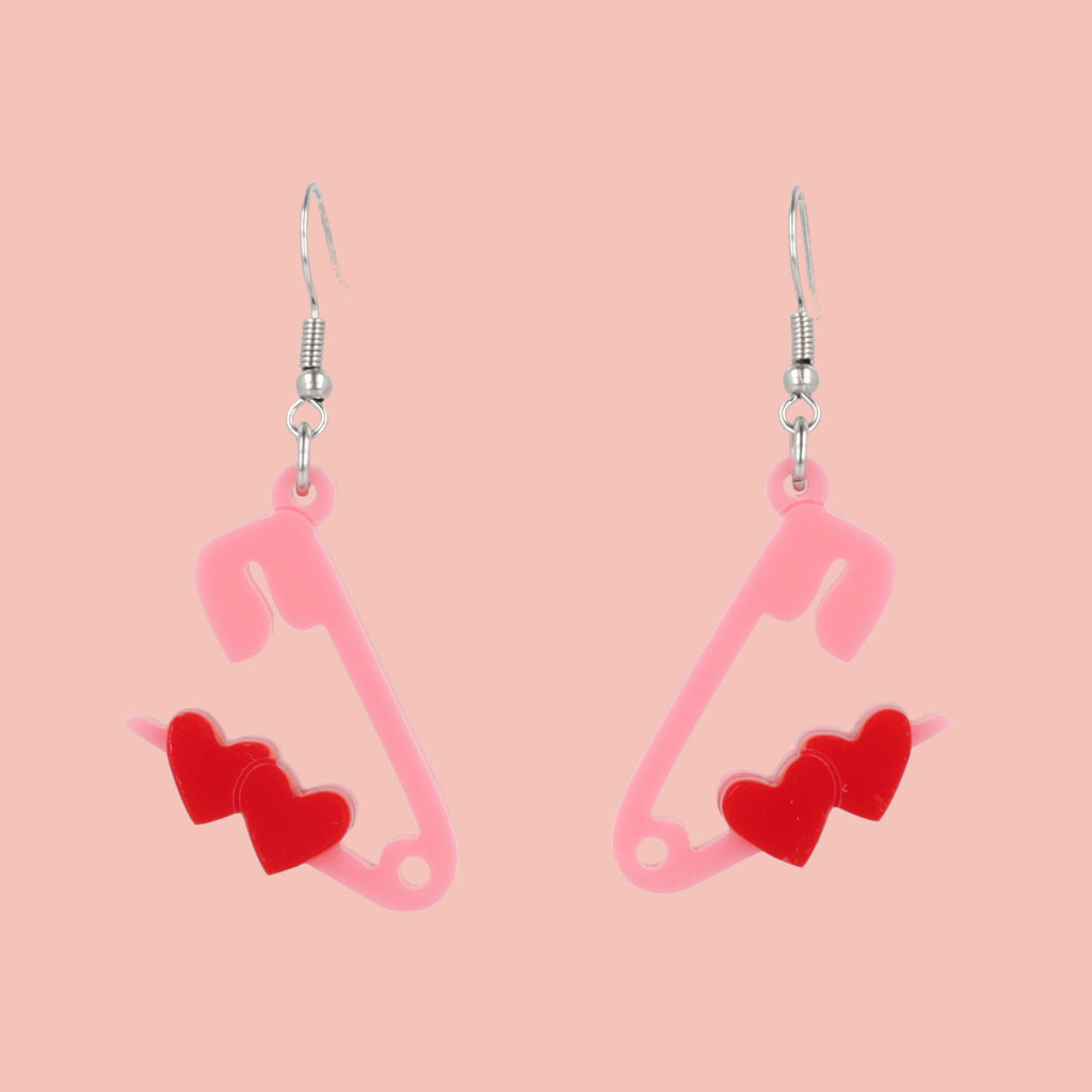 Pin Love With You Earrings (Pink) - Sour Cherry