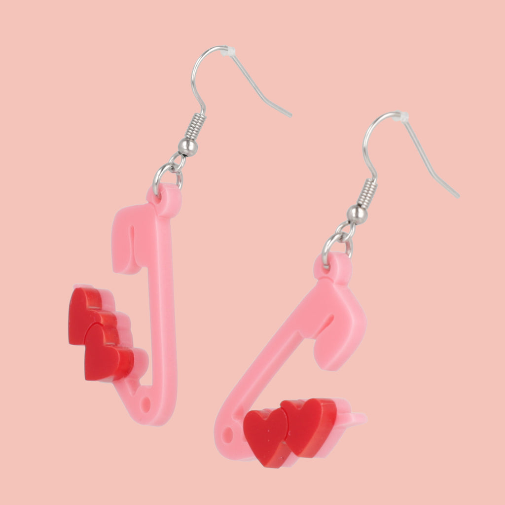 Pin Love With You Earrings (Pink) - Sour Cherry