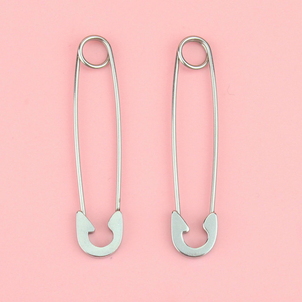 Pin it to Win it Safety Pin Earrings - Sour Cherry