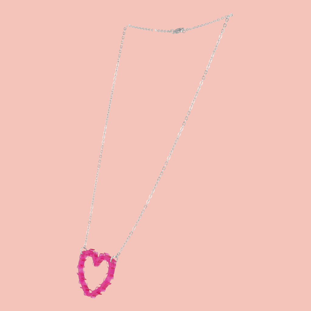 Pink Barbed Wire Heart Necklace - Sour Cherry