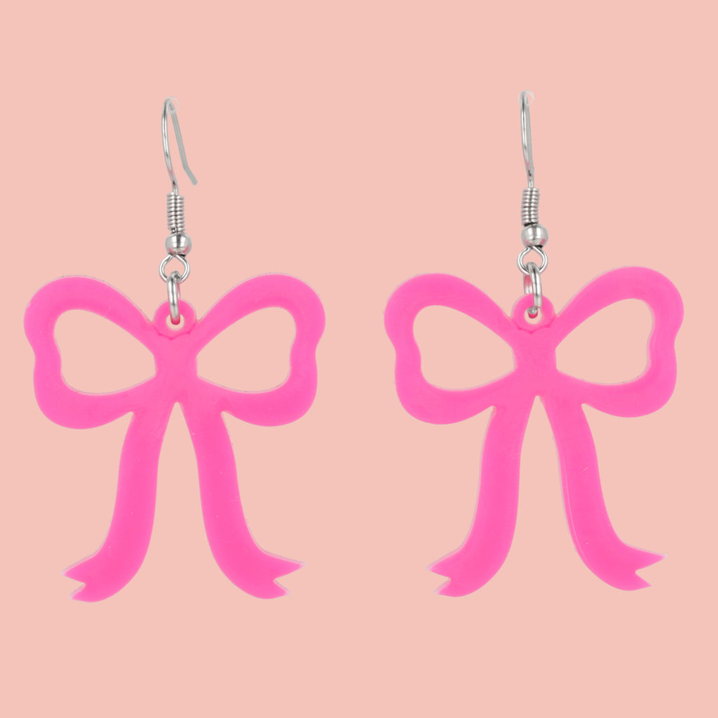 Pink Bow Earrings - Sour Cherry