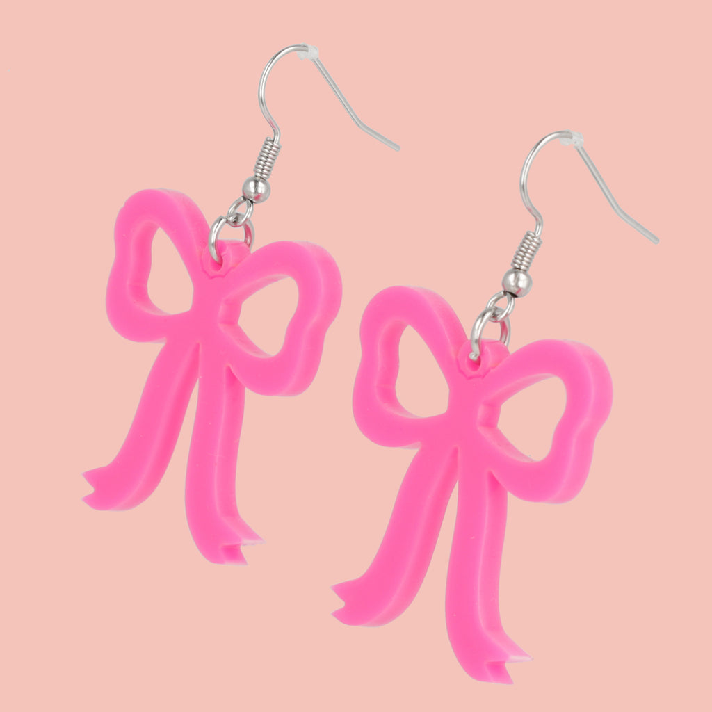 Pink Bow Earrings - Sour Cherry
