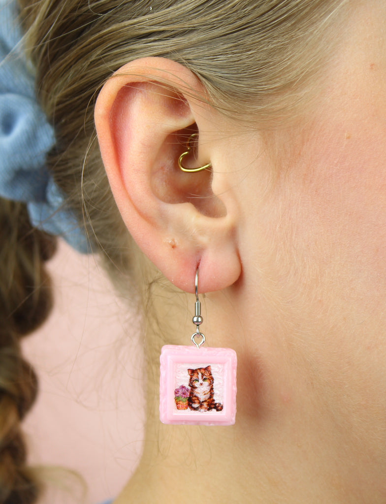 Pawtrait Cake Earrings - Pink - Sour Cherry