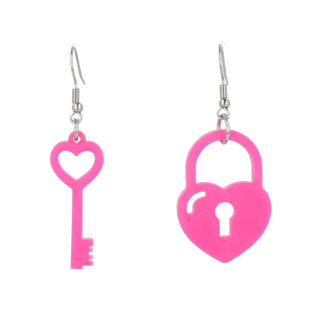 Pink Key To My Heart Earrings - Sour Cherry