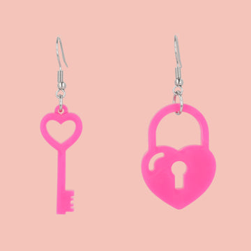 Pink Key To My Heart Earrings - Sour Cherry