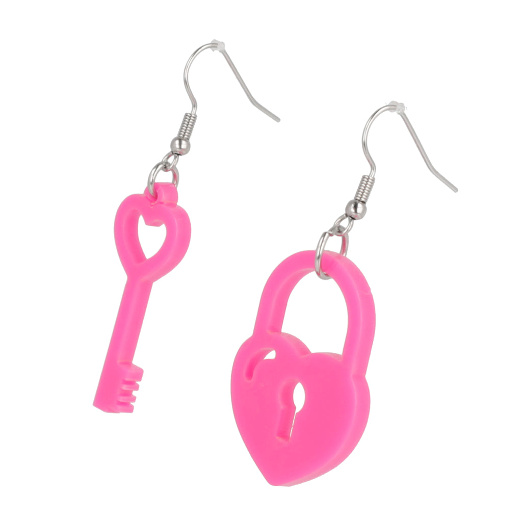 Pink Key To My Heart Earrings - Sour Cherry