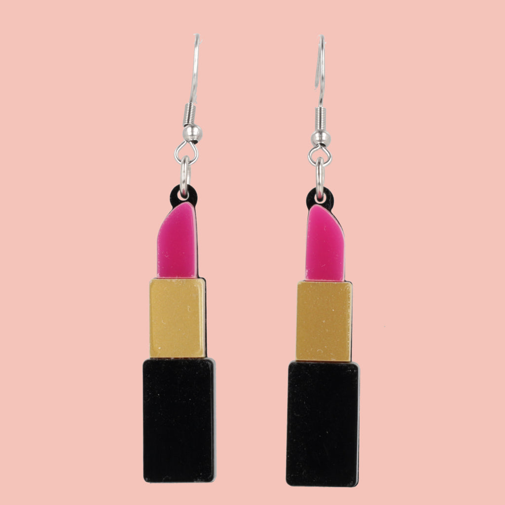 Pink Lipstick Earrings - Sour Cherry