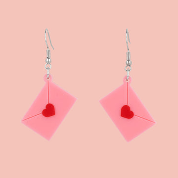 Pink Love Letter Earrings - Sour Cherry