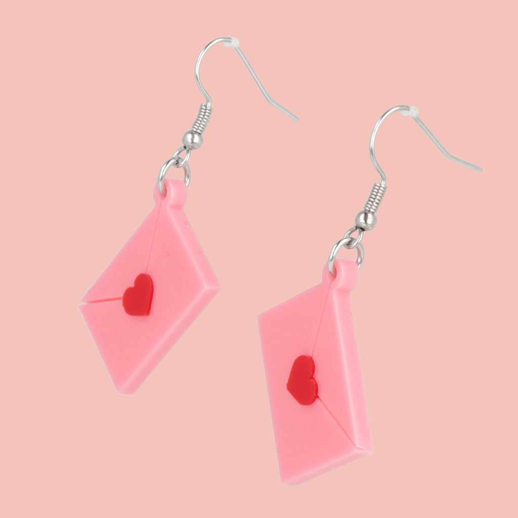 Pink Love Letter Earrings - Sour Cherry
