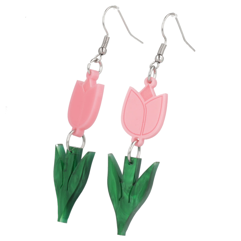 Tiptoe Through the Tulips Earrings (Pink) - Sour Cherry