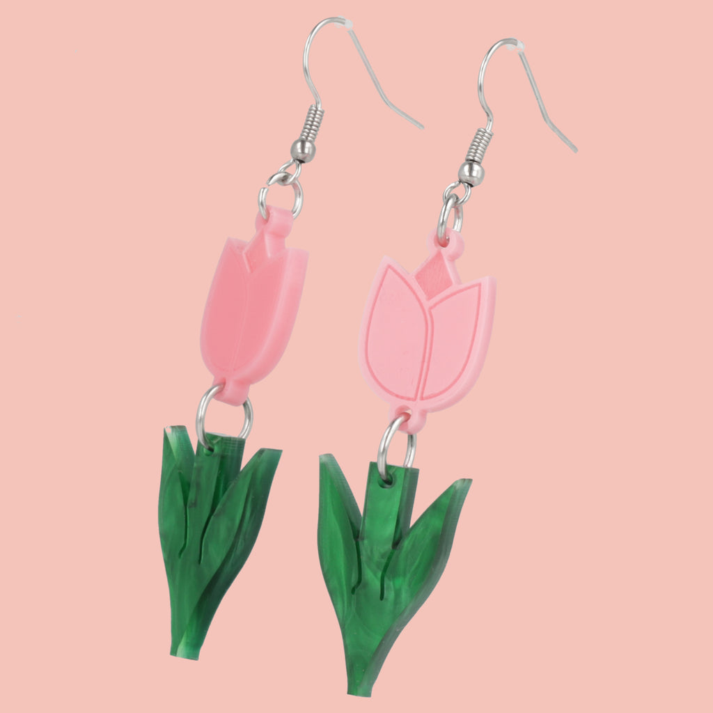 Tiptoe Through the Tulips Earrings (Pink) - Sour Cherry